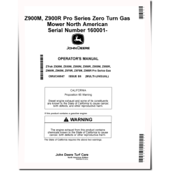 ZTrak Z920M, Z930M, Z950M/R, Z955M/R, Z960M, Z965M, Z970R, Z975M, Z985R Mowers (North America) Operators Manual (OMUC46547)