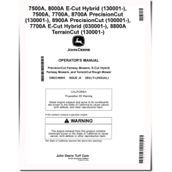 7500A,7700A,8700A,8900A Fairway; 7500A,8000A Hybrid Fairway; 8800A Rough Mowers (N.America) Operators Manual (OMUC46905)