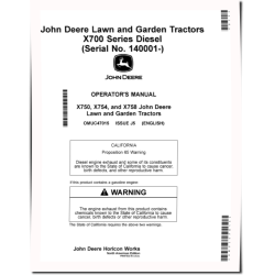 X750, X754 and X758 (SN: 140001-) Lawn Tractors (North America) Operators Manual (OMUC47015)