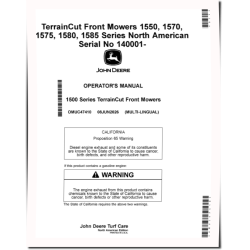 1550, 1570, 1575, 1580 and 1585 TerrainCut Front Mowers (SN. from 140001) (N.America) Operators Manual (OMUC47410)