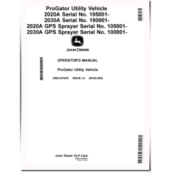 ProGator 2020A,2030A (SN:190001-); 2020A GPS,2030A GPS (SN:100001-) Utility Vehicles (Export) Operators Manual (OMUC47479)