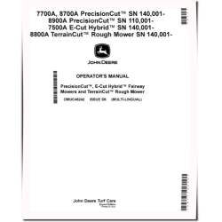 7700A, 8700A, 8900A Fairway; 7500A Hybrid Fairway; 8800A Rough Mowers, SN:140001-, Export, Operators Manual (OMUC48242)