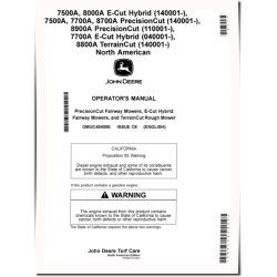 7500A,7700A,8700A,8900A Fairway; 7500A,7700A,8000A Hybrid Fairway; 8800A Rough Mowers (N.America) Operators Manual (OMUC48409E)