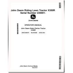 Select Series X350R (SN from 230001) Lawn Tractors (Export Edition) Operators Manual (OMUC48847E)