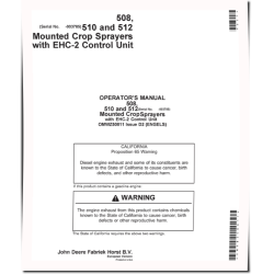 508, 510 and 512 Mounted Sprayers w.EHC-2 Control Unit, SN: up to 003785, Europe Operators Manual (OMWZ50811)