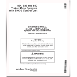 824, 832 and 840 Trailed Crop Sprayers w.EHC-2 Control Unit (Europe) Operators Manual (OMWZ82411)
