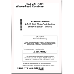 4LZ-2.5 (R40 STC) Combines (China) Operators Manual (OMYC27050)