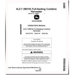 4LZ-7 (W210) Combines (SN: from 010000) (Asia) Operators Manual (OMYC27720)