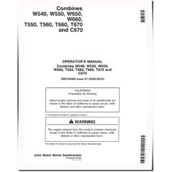 C670, T550, T560, T660, T670, W540, W550, W650 and W660 Combines (MY2007) (Europe) Operators Manual (OMZ104669)