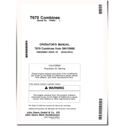T670 Combines (SN: 110000 - 114999) (North America) Operators Manual (OMZ200863)