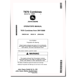 T670 Combines (SN: 115000 - 119999) (North America) Operators Manual (OMZ201443)