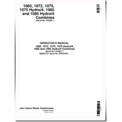 1065, 1072, 1075, 1075 Hyrdo/4, 1085 and 1085 Hydro/4 Combines (SN: from 44387) (Europe) Operators Manual (OMZ91737)
