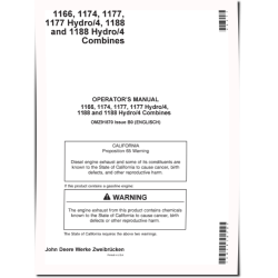 1169 H and 1169 Hydro/4 Combines (SN: up to 056349) (Europe) set of Operators Manuals (OMZ91878)