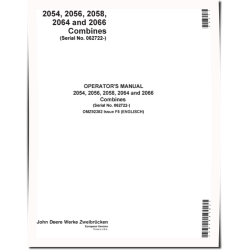 2054, 2056, 2058, 2064 and 2066 Combines (SN: 062722 - 064252) (Europe) Operators Manual (OMZ92382)