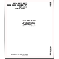 2254, 2256, 2258, 2264, 2266 and 2266 EXTRA Combines (SN: from 068584) (Europe) Operators Manual (OMZ92748)