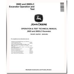 200D and 200DLC Crawler Excavators Operation and Test Manual (TM10076)