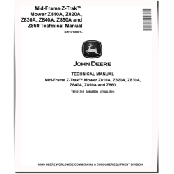 Z-Trak Z810A, Z820A, Z830A, Z840A, Z850A and Z860 Mid-Frame Mowers (SN. from 010001) Technical Manual (TM101319)