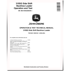 315SG (SN. from BE315SG200039) Side Shift Backhoe Loaders Operation and Test Manual (TM10225)