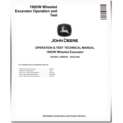 190DW Wheeled Excavators Operation and Test Manual (TM10542)