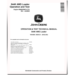544K (SN. before 642664) 4WD Loaders with Tier3 Engine 6068HDW74 Operation and Test Manual (TM10688)