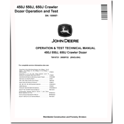 450J, 550J and 650J Crawler Dozers (SN. from 159987) Operation and Test Manual (TM10721)