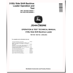 315SJ (PIN: BE315SJ300869-; T0315SJ178876-) Side Shift Backhoe Loaders Operation and Test Manual (TM11198)