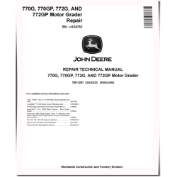 770G, 770GP, 772G and 772GP Motor Graders (SN. before 634753) Repair Manual (TM11207)