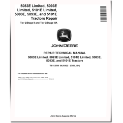 5083E, 5083E Limited, 5093E, 5093E Limited, 5101E and 5101E Limited T2/S2 and T3/S3A Tractors Repair Manual (TM112519)