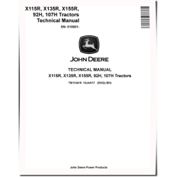 107H, 92H, X115R, X135R and X155R Lawn Tractors (SN. from 010001) Technical Manual (TM113419)