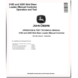 318D and 320D Skid Steer Loaders with Manual Controls Operation and Test Manual (TM11398)