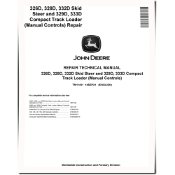 329D, 333D Compact Track Loaders, 326D, 328D and 332D Skid Steer Loaders with Manual Controls Repair Manual (TM11431)