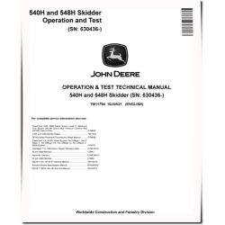 540H Cable Skidders and 548H Grapple Skidders (SN. from 630436) Operation and Test Manual (TM11794)