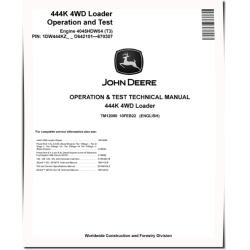 444K (SN: D642101-670307) 4WD Loaders with T3 Engine 4045HDW54 Operation and Test Manual (TM12090)