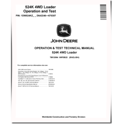 524K (SN: D642246-670307) 4WD Loaders with T3 Engine 6068HDW74 Operation and Test Manual (TM12094)