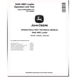 544K (SN: E642665-670307) 4WD Loaders with iT4 Engine 6068HDW84 Operation and Test Manual (TM12097)