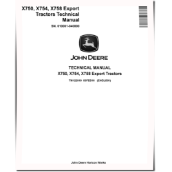 X750, X754 and X758 Lawn Tractors (SN: 010001-040000) Technical Manual (TM122919)
