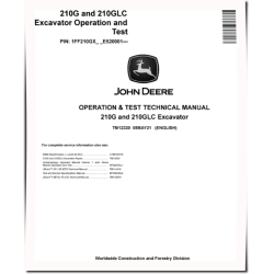 210G and 210GLC Crawler Excavators (SN. from E520001) Operation and Test Manual (TM12330)