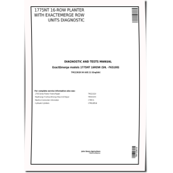1775NT 16-Row (SN. up to 765100) Planters with ExactEmerge Row Units Diagnostic Manual (TM123619)