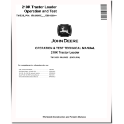 210K (SN. from E891000) Tractor Loaders Operation and Test Manual (TM12423)