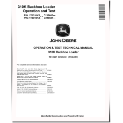 310K Backhoe Loaders (SN. from C219607, D219607) Operation and Test Manual (TM12447)