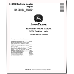 310SK Side Shift Backhoe Loaders (SN. from C219607, D219607) Repair Manual (TM12466)