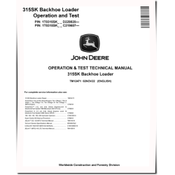 315SK Side Shift Backhoe Loaders (SN. from C219607, D229820) Operation and Test Manual (TM12471)