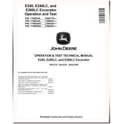 E240, E240LC and E260LC Crawler Excavators (SN. from C500021, D500178) Operation and Test Manual (TM12732)