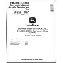 318E, 320E and 324E Skid Steer Loaders with Manual Controls (SN. from J249291) Operation and Test Manual (TM13006X19)