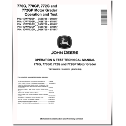 770G, 770GP, 772G and 772GP Motor Graders (SN: C656729-678817, D656729-678817) Operation and Test Manual (TM13066X19)