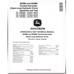803MH and 853MH (Open Loop Hydraulic Drive) Tracked Harvesters Operation and Test Manual (TM13149X19)