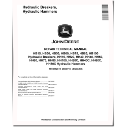 HB15, HB30, HB50, HB60, HB75, HB85, HB100 Hydraulic Breakers, HH15, HH20, HH30, HH40, HH50, HH60, HH75, HH80, HH100, HH20C, HH40C, HH60C, HH80C Hydraulic Hammers Repair Manual (TM13152X19)