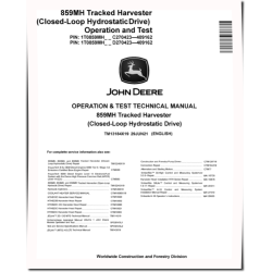 859MH (Closed Loop Hydrostatic Drive) Tracked Harvesters Operation and Test Manual (TM13184X19)