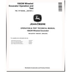 190GW (SN. from E051001) Wheeled Excavators Operation and Test Manual (TM13247X19)