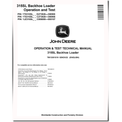 315SL Side Shift Backhoe Loaders (SN: C273920-390995, D273920-390995) Operation and Test Manual (TM13301X19)